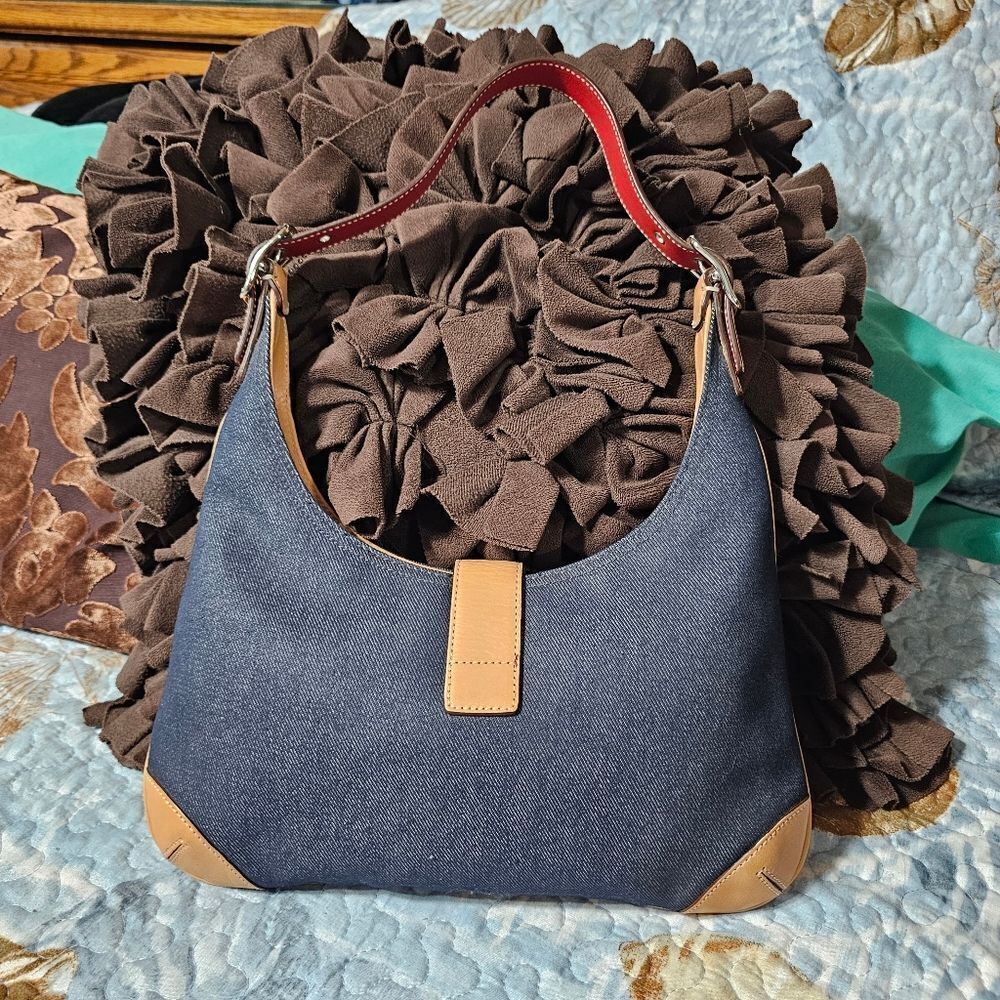 NWOT RARE 2003 Vintage Y2K Coach Clip Hamptons Hobo Shoulder Bag in Denim - Picture 2 of 8